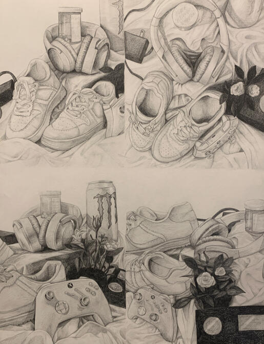 Comfy, Graphite Pencil on paper, 19x26, 2023